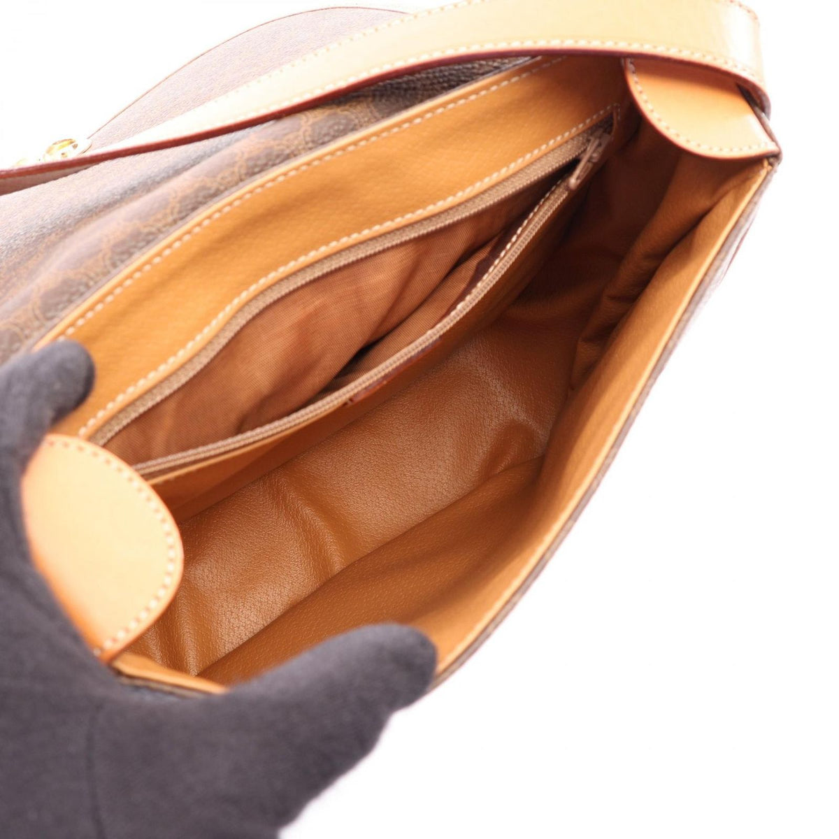 Celine Shoulder Bag Macadam Brown Leather — view 3