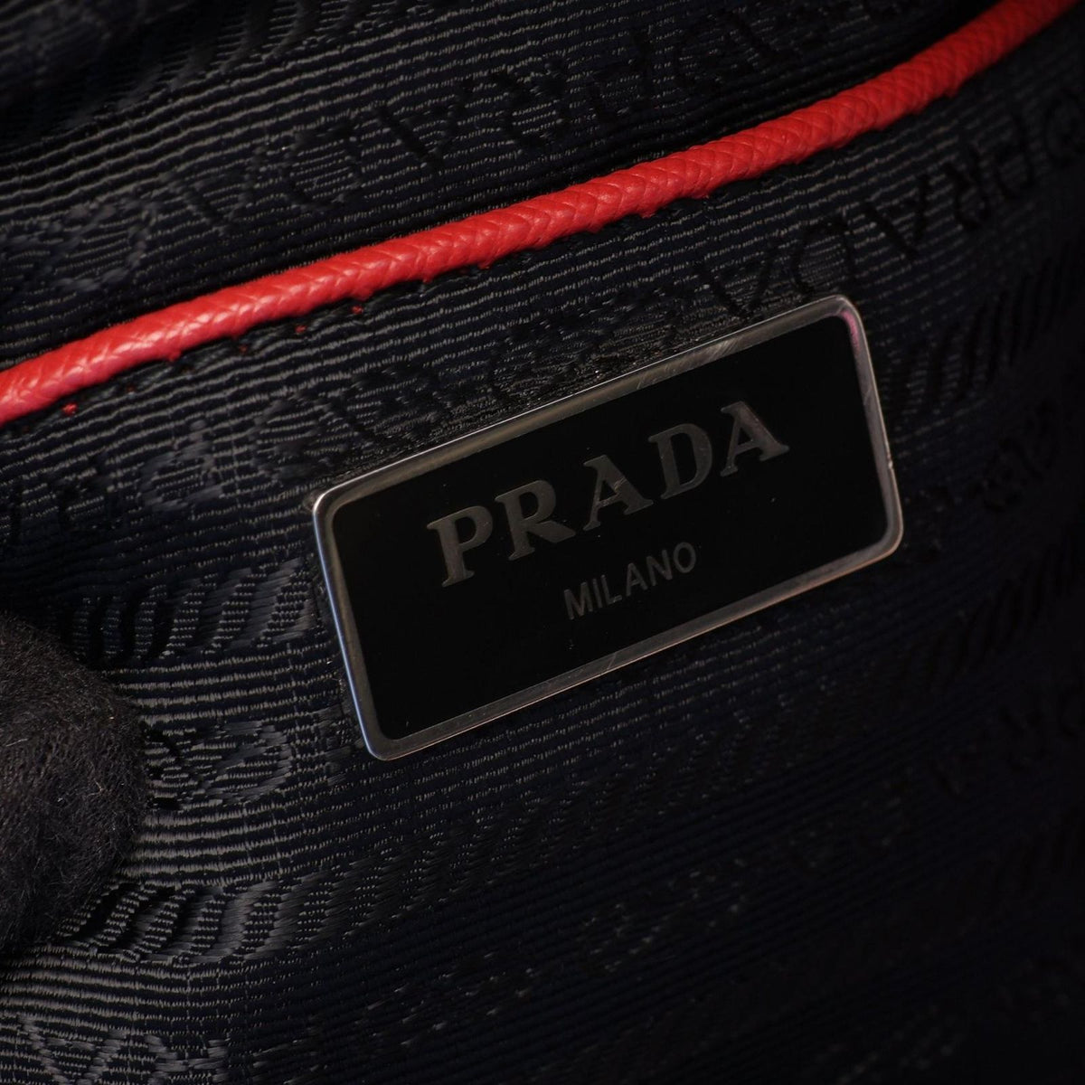 Prada Tote Bag Triangle Logo 2-Way Red Nylon Saffiano Leather — view 4