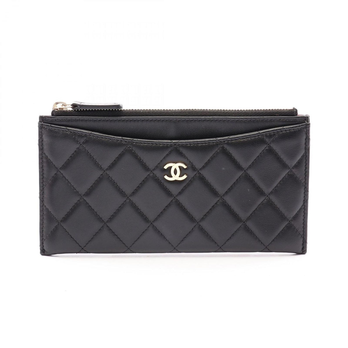 Chanel Pouch Quilted Black Lambskin Slim Wallet