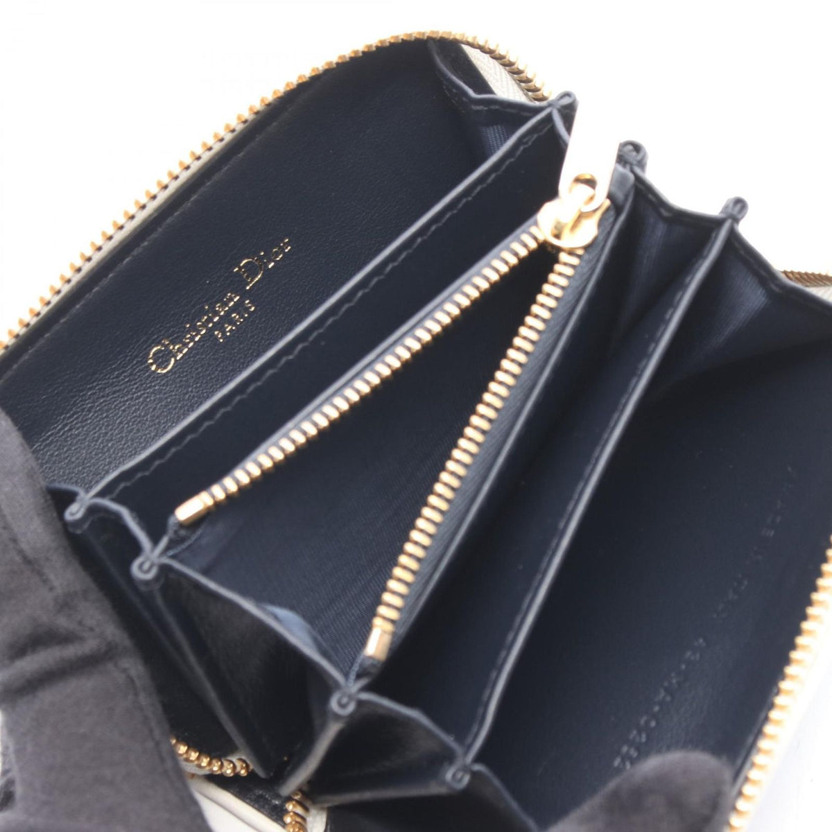Dior Round Wallet Vibe Navy White Leather Coin Purse — view 3