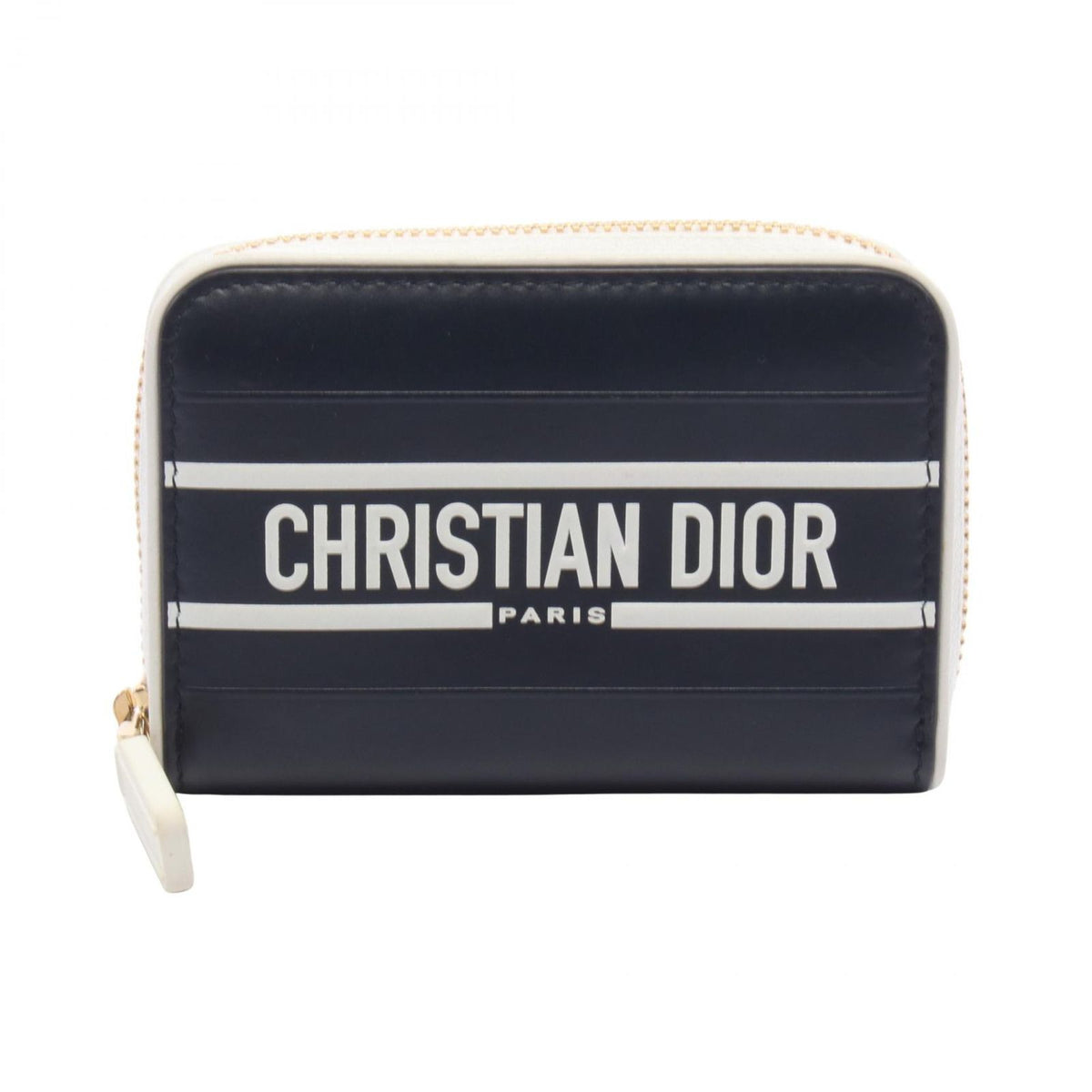 Dior Round Wallet Vibe Navy White Leather Coin Purse