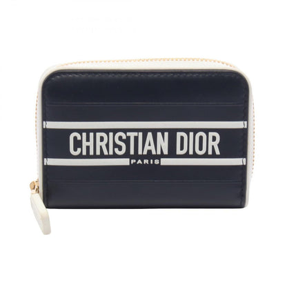 Dior Round Wallet Vibe Navy White Leather Coin Purse
