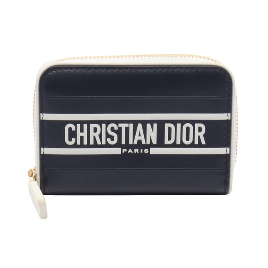 Dior Round Wallet Vibe Navy White Leather Coin Purse
