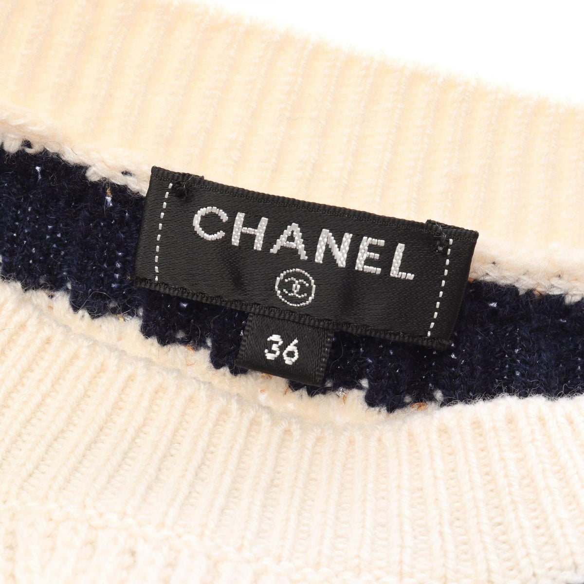 Chanel Knit CC Logo Sequined Border Cashmere Sweater — view 3