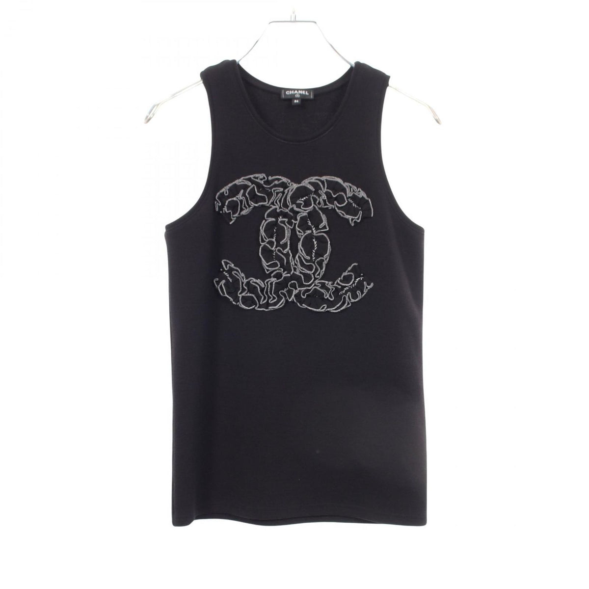 Chanel Tank Top CC Logo Ruffle Wool