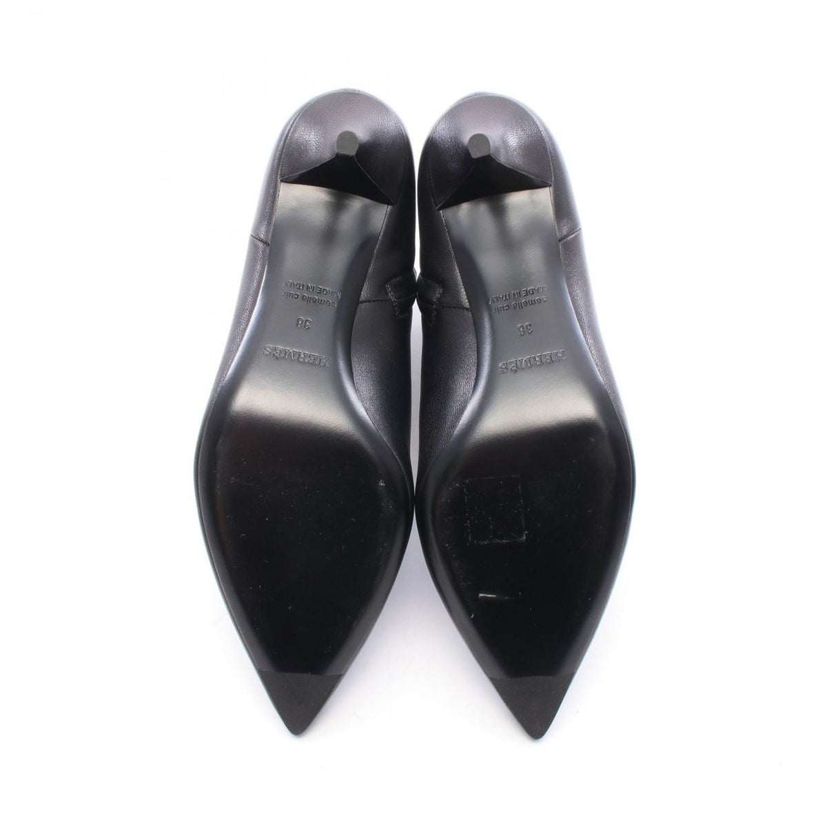 Hermes Boots Blanche Short Leather High Heels Pumps — view 4