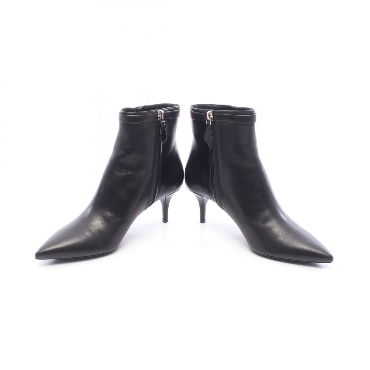 Hermes Boots Blanche Short Leather High Heels Pumps — view 3