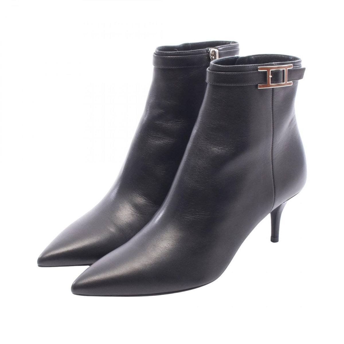 Hermes Boots Blanche Short Leather High Heels Pumps