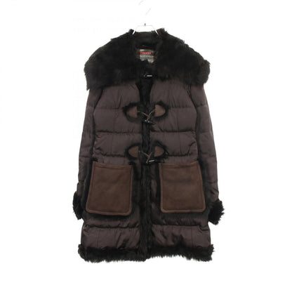 Prada Sports Linea Rossa Sport Down Jacket Shearling Contrast Duffle Coat Nylon