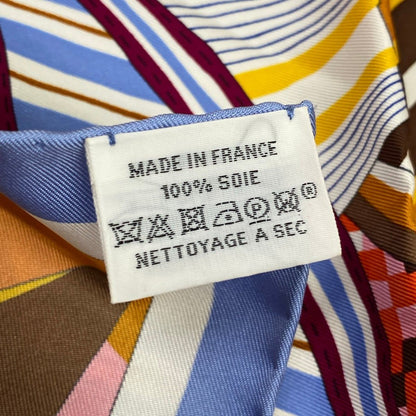 Hermes Scarf Carre 90 Orange Light Blue Multi Imaginary Saddle Silk — view 3