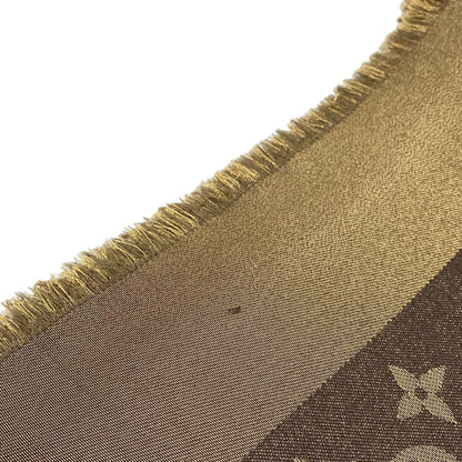 Louis Vuitton Shawl Dark Brown Gold Wool Silk Scarf — view 7