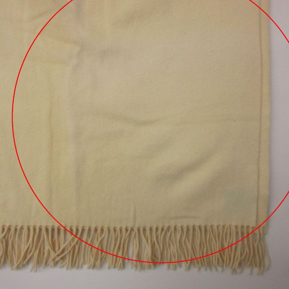 Hermes Cashmere Wool Blanket Plaid Large Throw Embroidery 200 140 Ivory — view 5