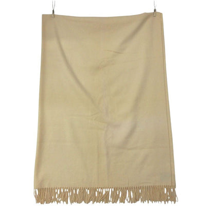 Hermes Cashmere Wool Blanket Plaid Large Throw Embroidery 200 140 Ivory — view 2