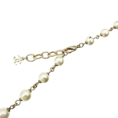 Chanel Necklace Long CC Logo CC Faux Pearl White — view 3