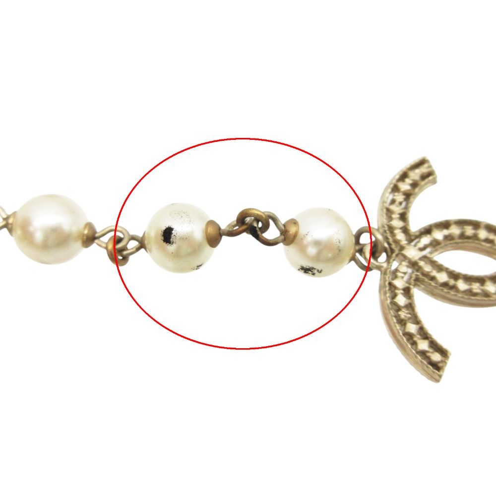 Chanel Necklace Long CC Logo CC Faux Pearl White — view 5