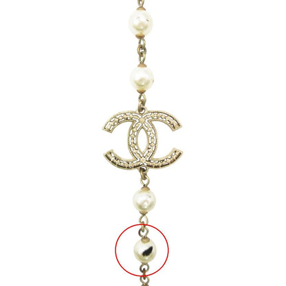 Chanel Necklace Long CC Logo CC Faux Pearl White — view 7