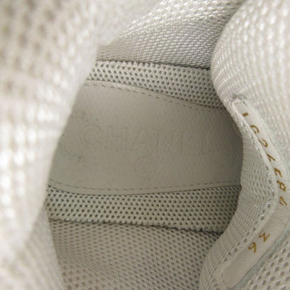 Chanel Sneakers CC Logo High Cut Shoes Velcro Mesh Suede Rubber Sole White — view 6