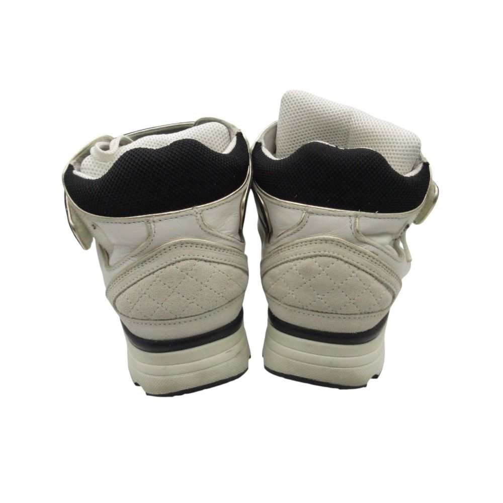 Chanel Sneakers CC Logo High Cut Shoes Velcro Mesh Suede Rubber Sole White — view 3