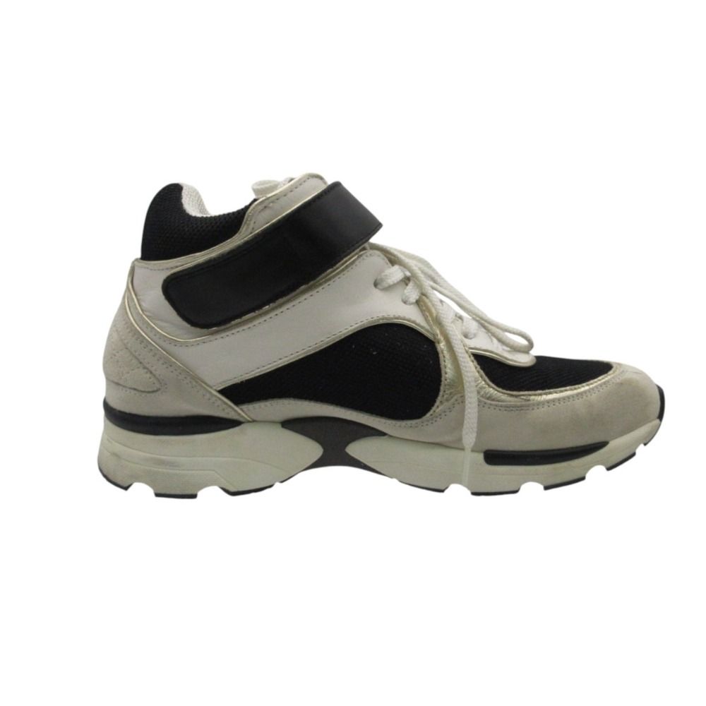 Chanel Sneakers CC Logo High Cut Shoes Velcro Mesh Suede Rubber Sole White — view 5