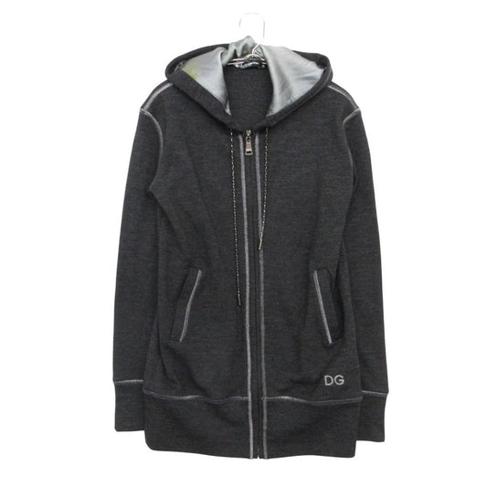Dolce & Gabbana Hoodie Y2k Mohair Silk Logo Embroidery Zip Up Long Sleeve