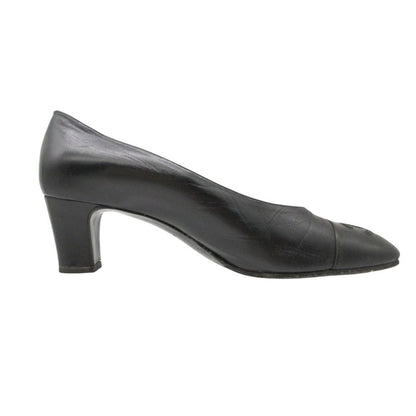 Chanel Pumps CC Logo Cap Toe Almond Toe Low Heels Black — view 2