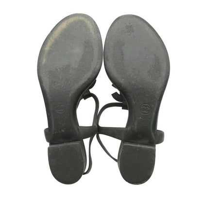 Chanel Sandals Beach Thong CC Logo T Strap Quilted Cork Black — view 7