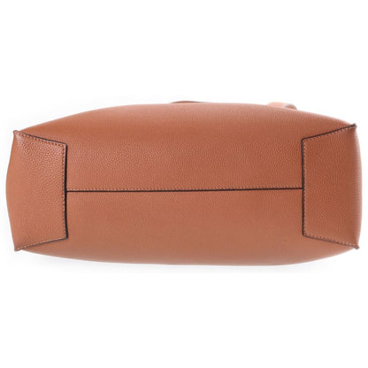 Loewe Buckle Zipper Anagram Logo Leather Tote Bag Silver Brown — view 4