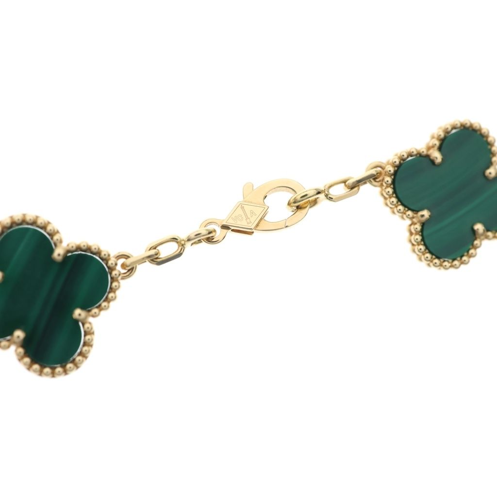 Van Cleef & Arpels Vintage Alhambra Motif Malachite Bracelet 18k Yellow Gold — view 5