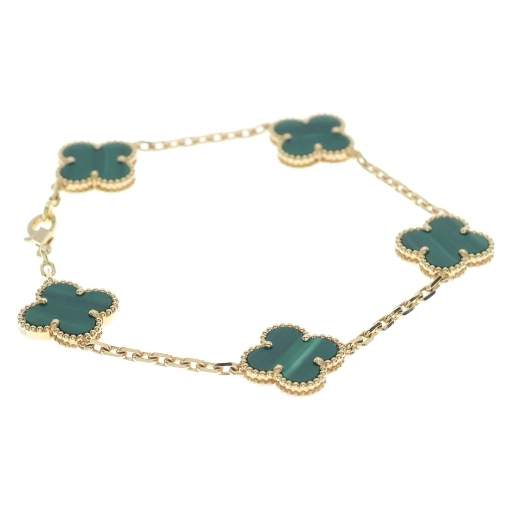 Van Cleef & Arpels Vintage Alhambra Motif Malachite Bracelet 18k Yellow Gold — view 3