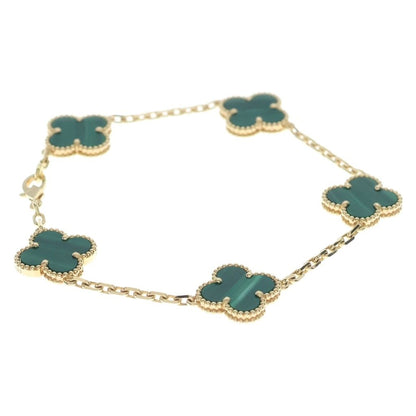 Van Cleef & Arpels Vintage Alhambra Motif Malachite Bracelet 18k Yellow Gold — view 3