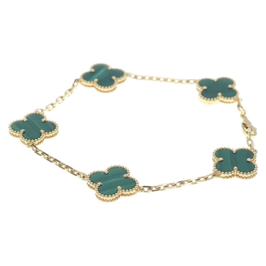 Van Cleef & Arpels Vintage Alhambra Motif Malachite Bracelet 18k Yellow Gold — view 4