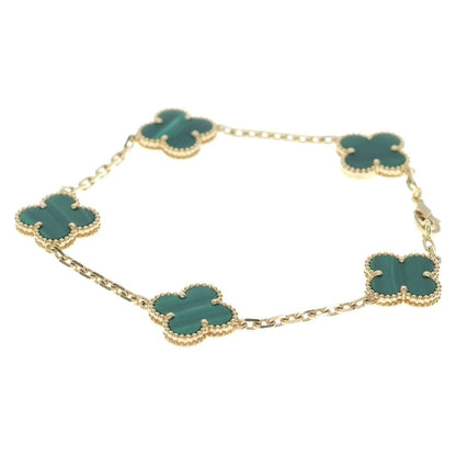 Van Cleef & Arpels Vintage Alhambra Motif Malachite Bracelet 18k Yellow Gold — view 4