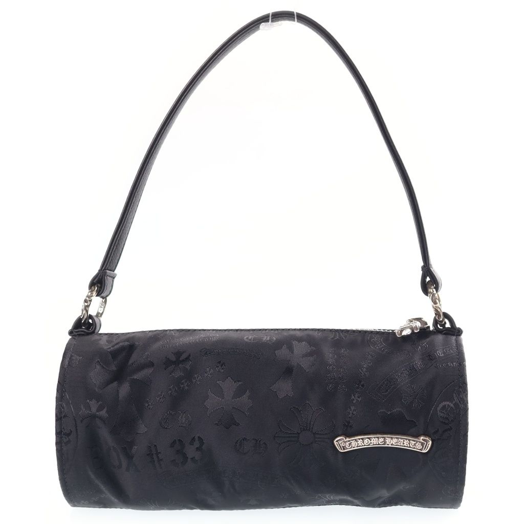 Chrome Hearts Stencil Grinds Nylon Leather Hand Bag Handbag Black