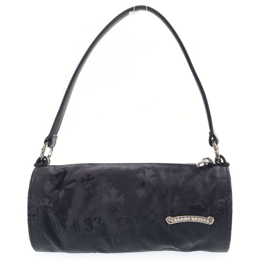Chrome Hearts Stencil Grinds Nylon Leather Hand Bag Handbag Black