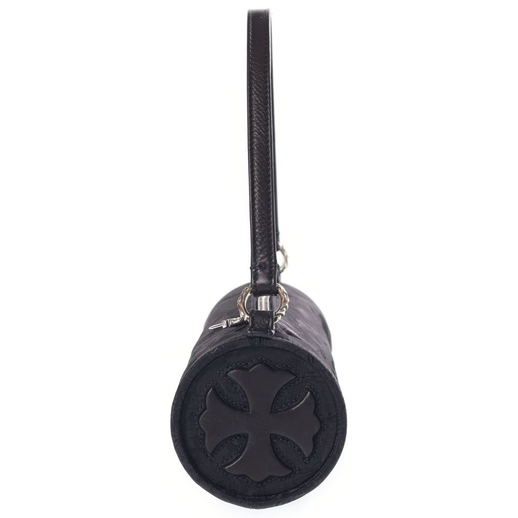 Chrome Hearts Stencil Grinds Nylon Leather Hand Bag Handbag Black — view 3