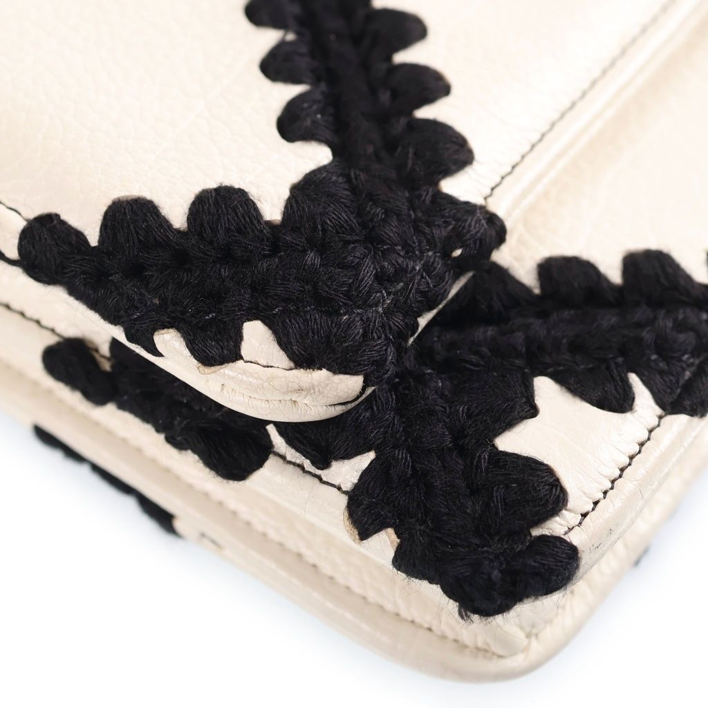 Chanel 19 Chain Wallet Shoulder Bag White Black Clochette Calfskin Gold — view 6