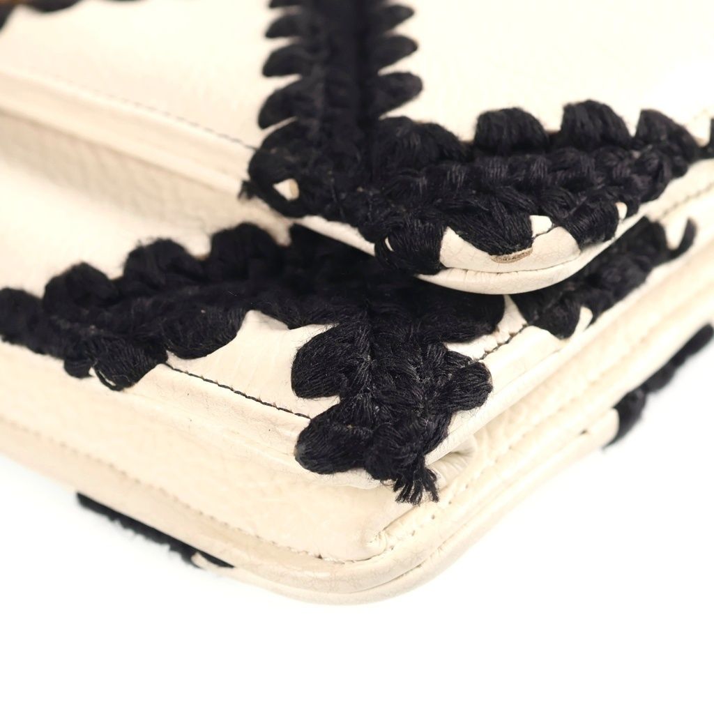 Chanel 19 Chain Wallet Shoulder Bag White Black Clochette Calfskin Gold — view 5