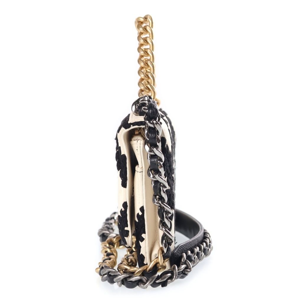 Chanel 19 Chain Wallet Shoulder Bag White Black Clochette Calfskin Gold — view 3