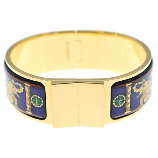 Hermes Clic Clac Bangle Bracelet Cloisonne Gold Blue