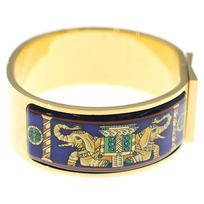 Hermes Clic Clac Bangle Bracelet Cloisonne Gold Blue — view 3