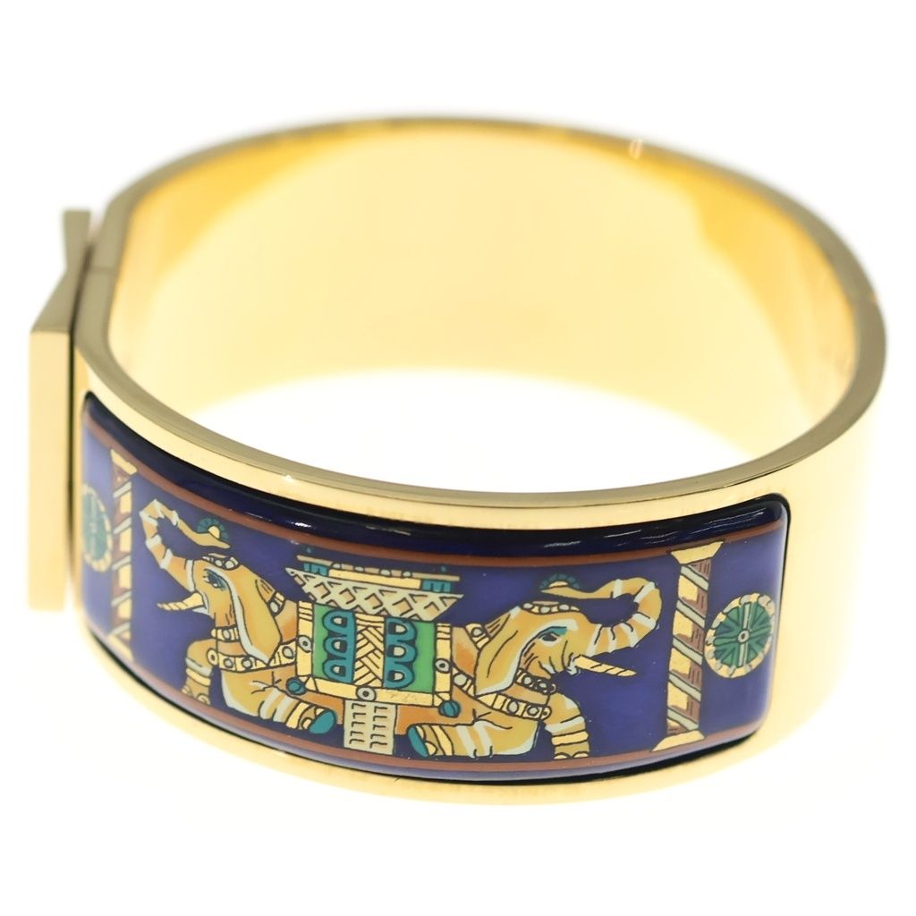 Hermes Clic Clac Bangle Bracelet Cloisonne Gold Blue — view 4