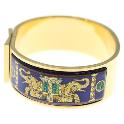 Hermes Clic Clac Bangle Bracelet Cloisonne Gold Blue — view 4
