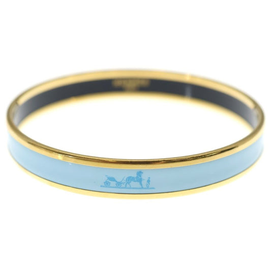 Hermes Enamel PM Caleche Bangle Gold Light Blue Bracelet