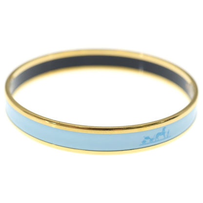 Hermes Enamel PM Caleche Bangle Gold Light Blue Bracelet — view 4