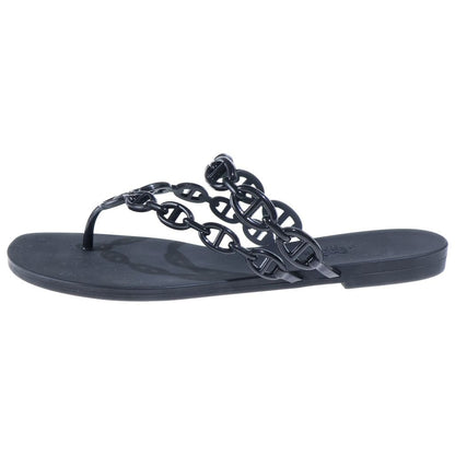 Hermes Chaine D'ancre Island Rubber Flat Sandals Black — view 2