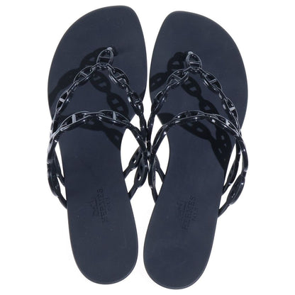 Hermes Chaine D'ancre Island Rubber Flat Sandals Black — view 4