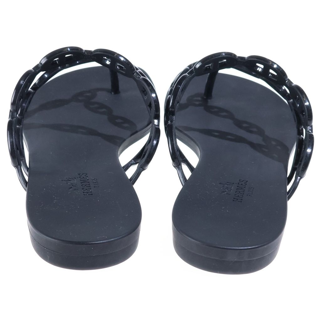 Hermes Chaine D'ancre Island Rubber Flat Sandals Black — view 3