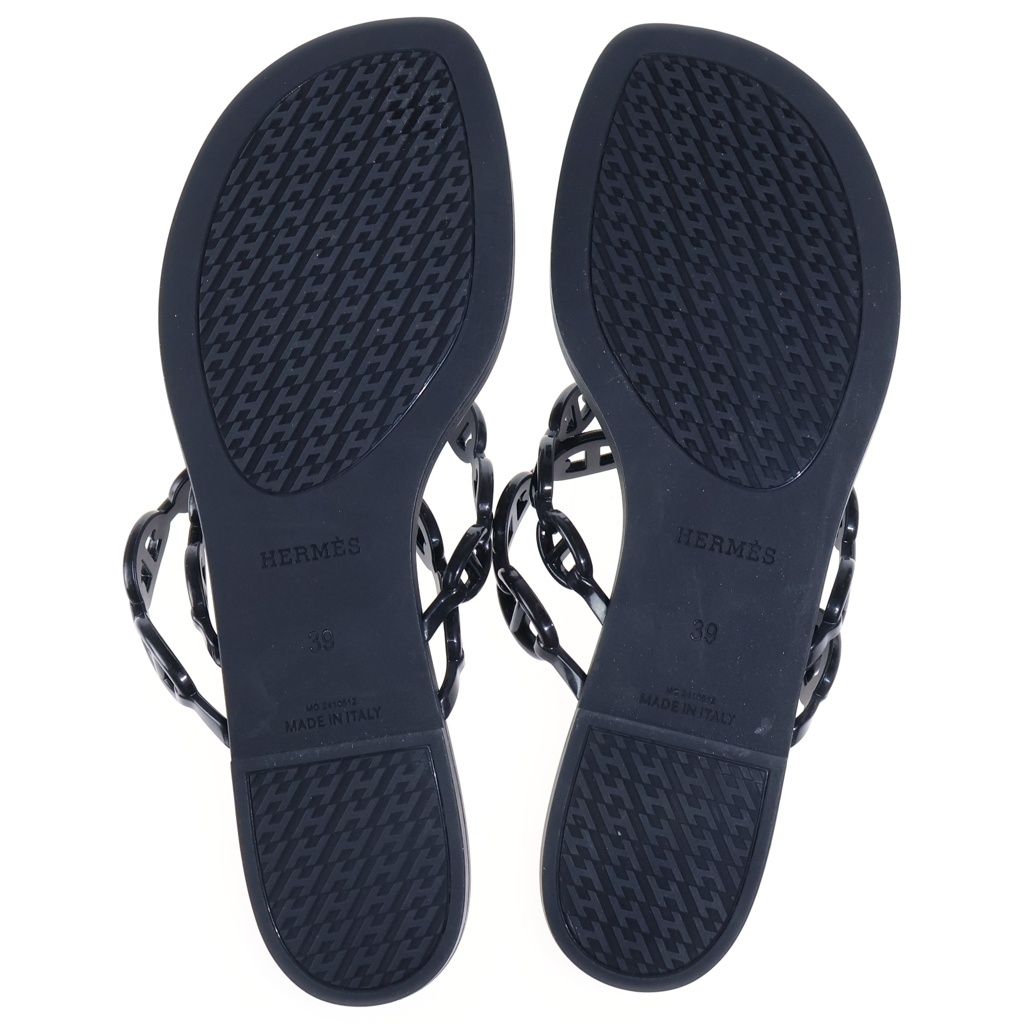 Hermes Chaine D'ancre Island Rubber Flat Sandals Black — view 5