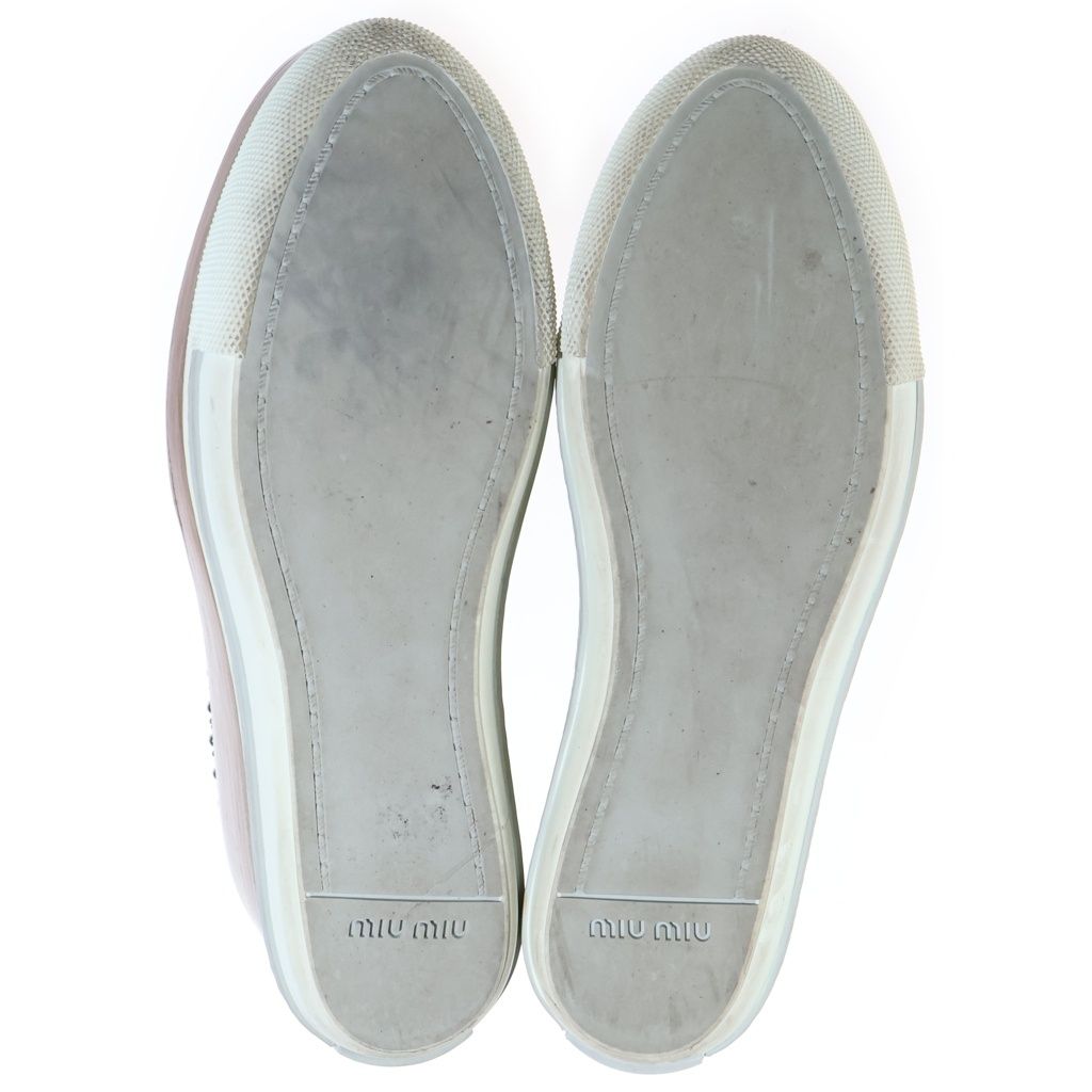 Miu Miu Studded Decoration Wood Sole Heels Denim Platform Sneakers Indigo — view 5