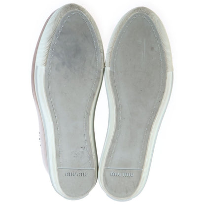 Miu Miu Studded Decoration Wood Sole Heels Denim Platform Sneakers Indigo — view 5
